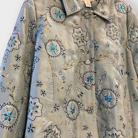 Vintage Judith Hart Blue Silk & Sequins Jacket - Picture 3 of 5